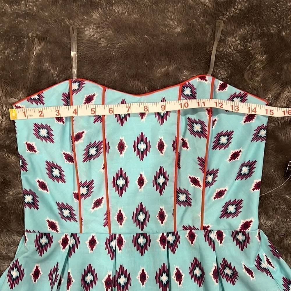 136. Teeze Me Y2K multicolor Aztec Tribal Strapless Corset dress NWT Size S